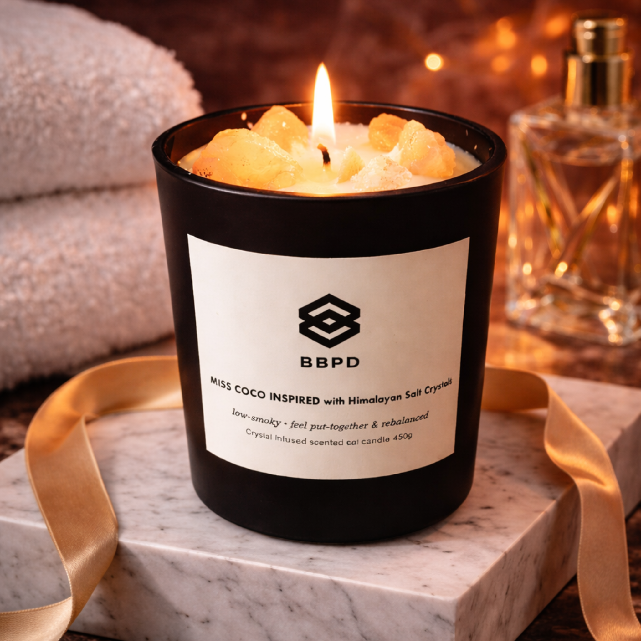 Miss Coco with Himalayan Salt Crystal Candle 500g