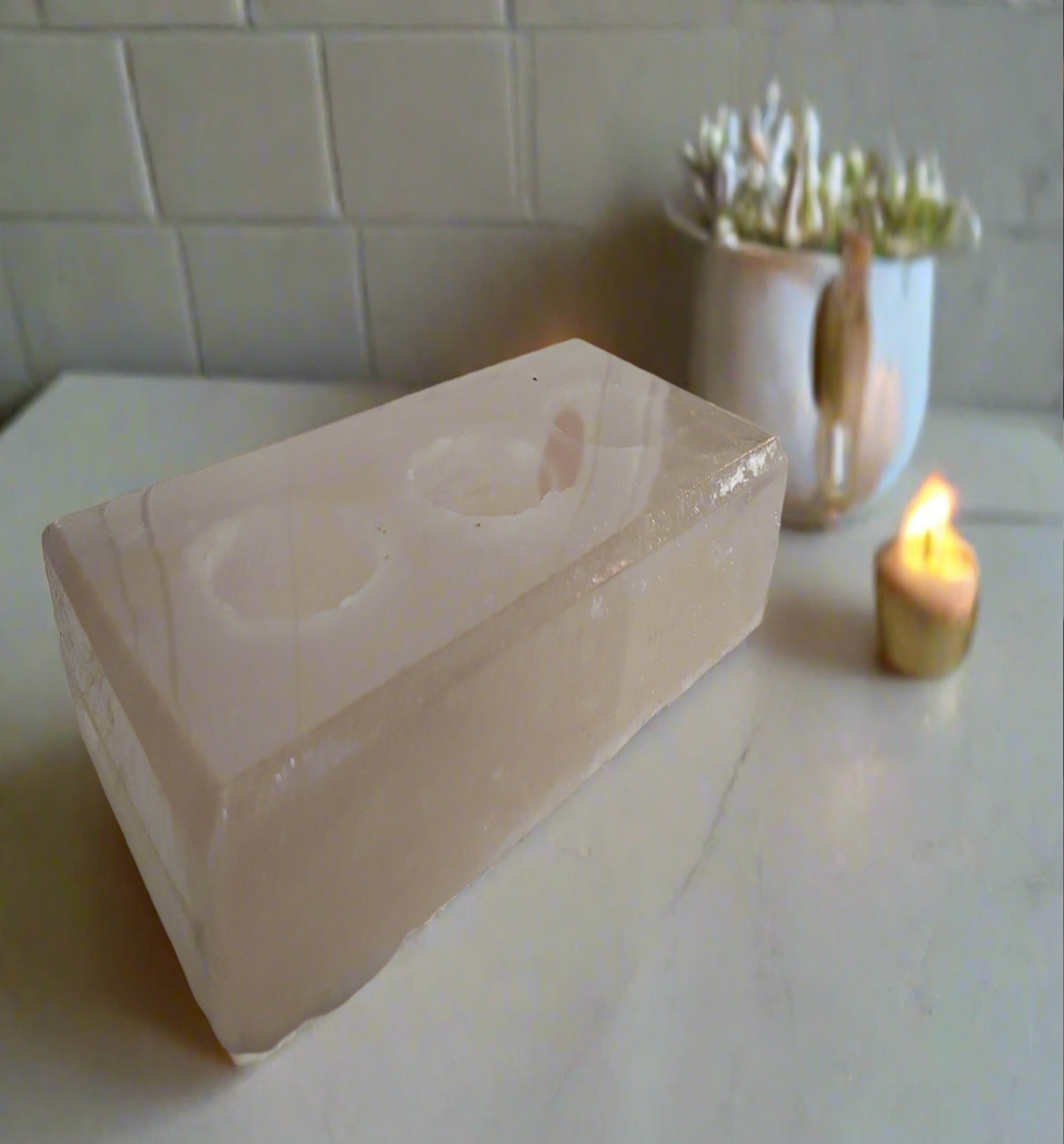 Salt Mine Salt Brick 3 Tealight Candle Holder