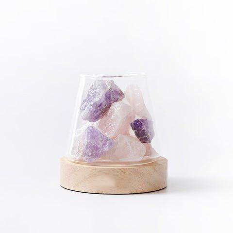 紫水晶+玫瑰石英水晶油扩散石