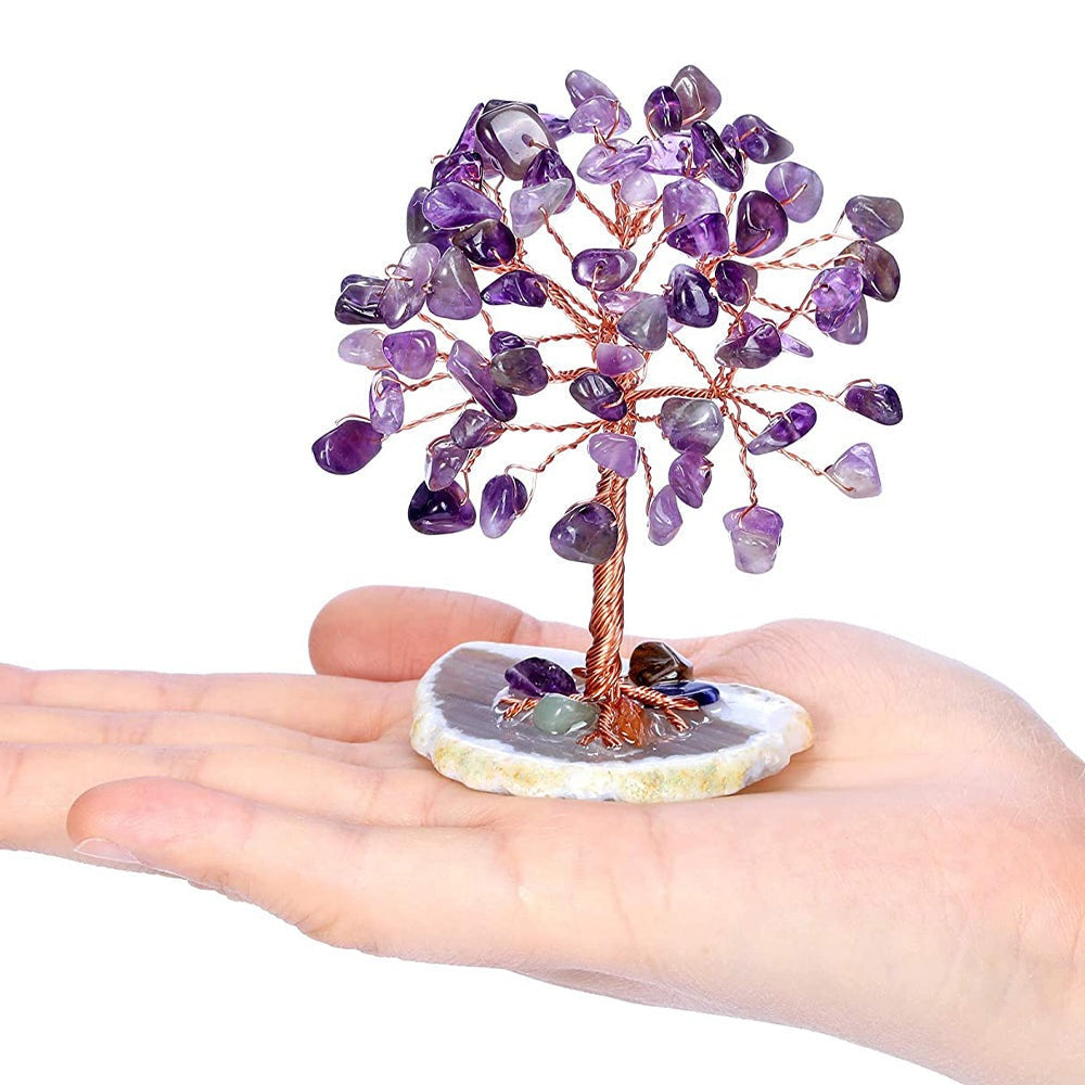Healing Crystal Tree on Agate Slice Base Money Tree - BBPD
