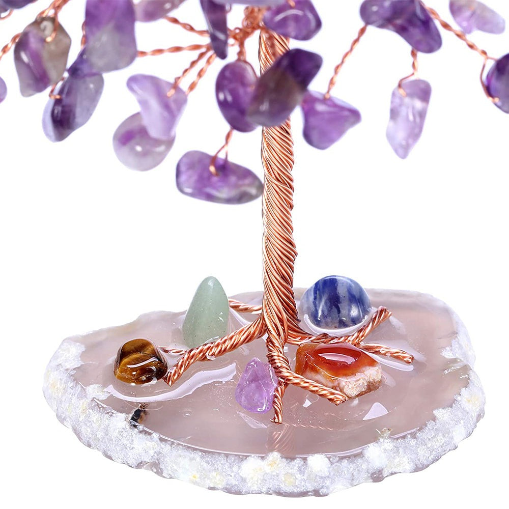 Healing Crystal Tree on Agate Slice Base Money Tree - BBPD